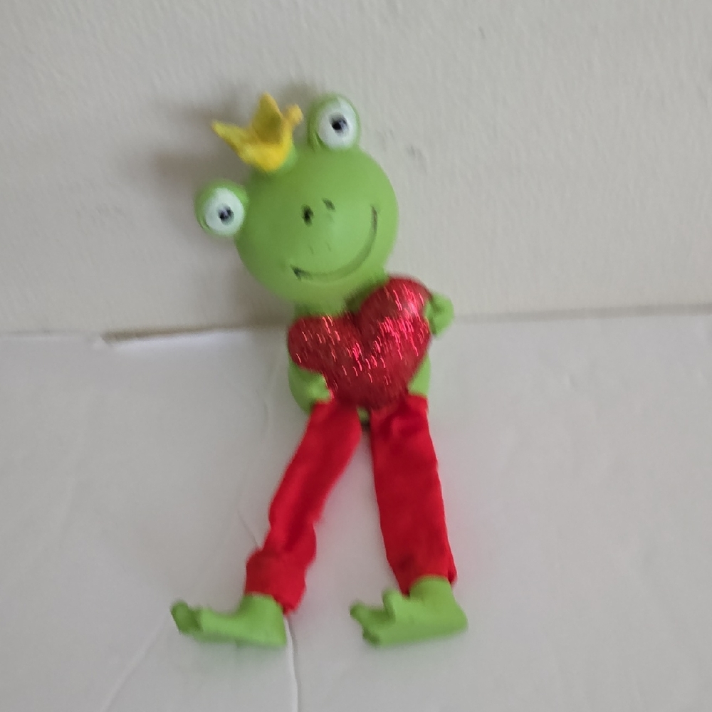 Green Frog Prince with Red Heart